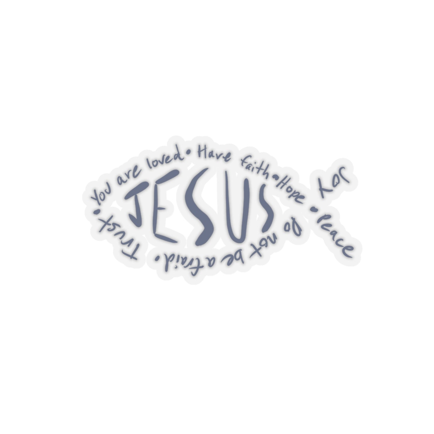 Jesus Fish Sticker - blue