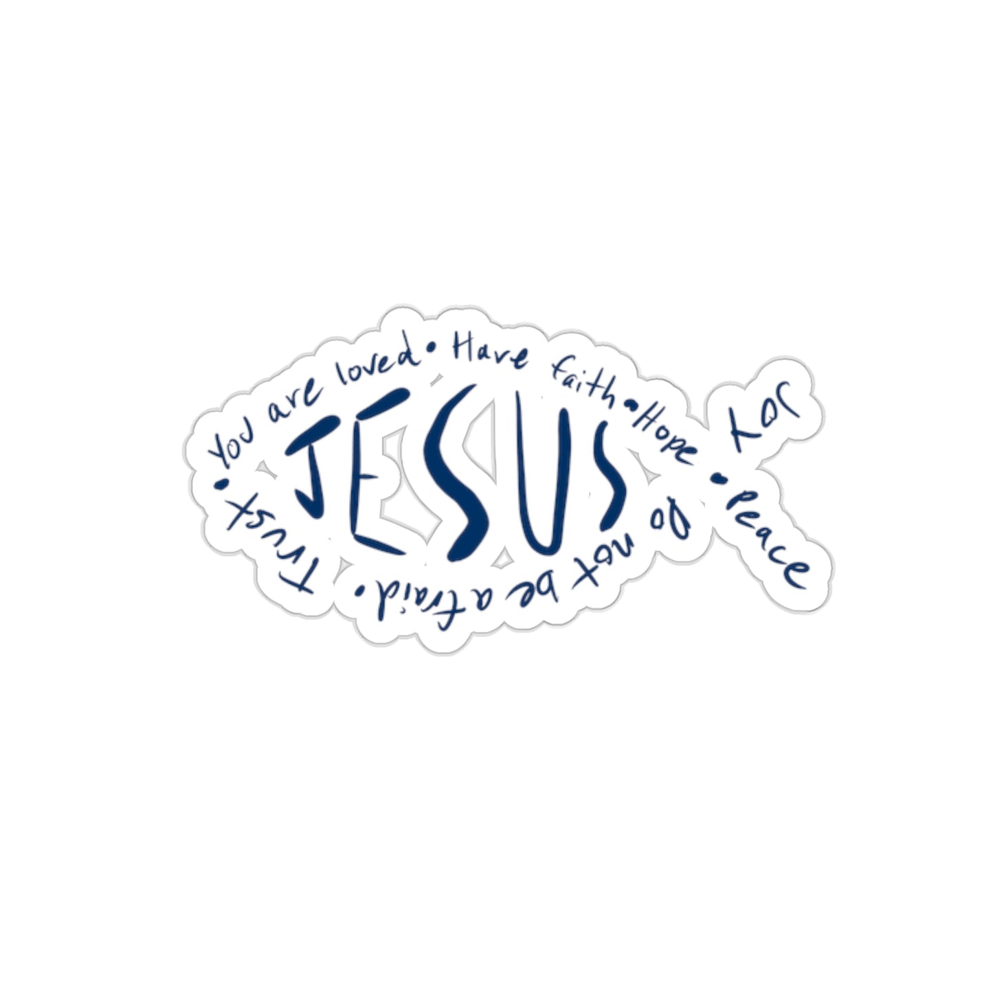 Jesus Fish Sticker - blue