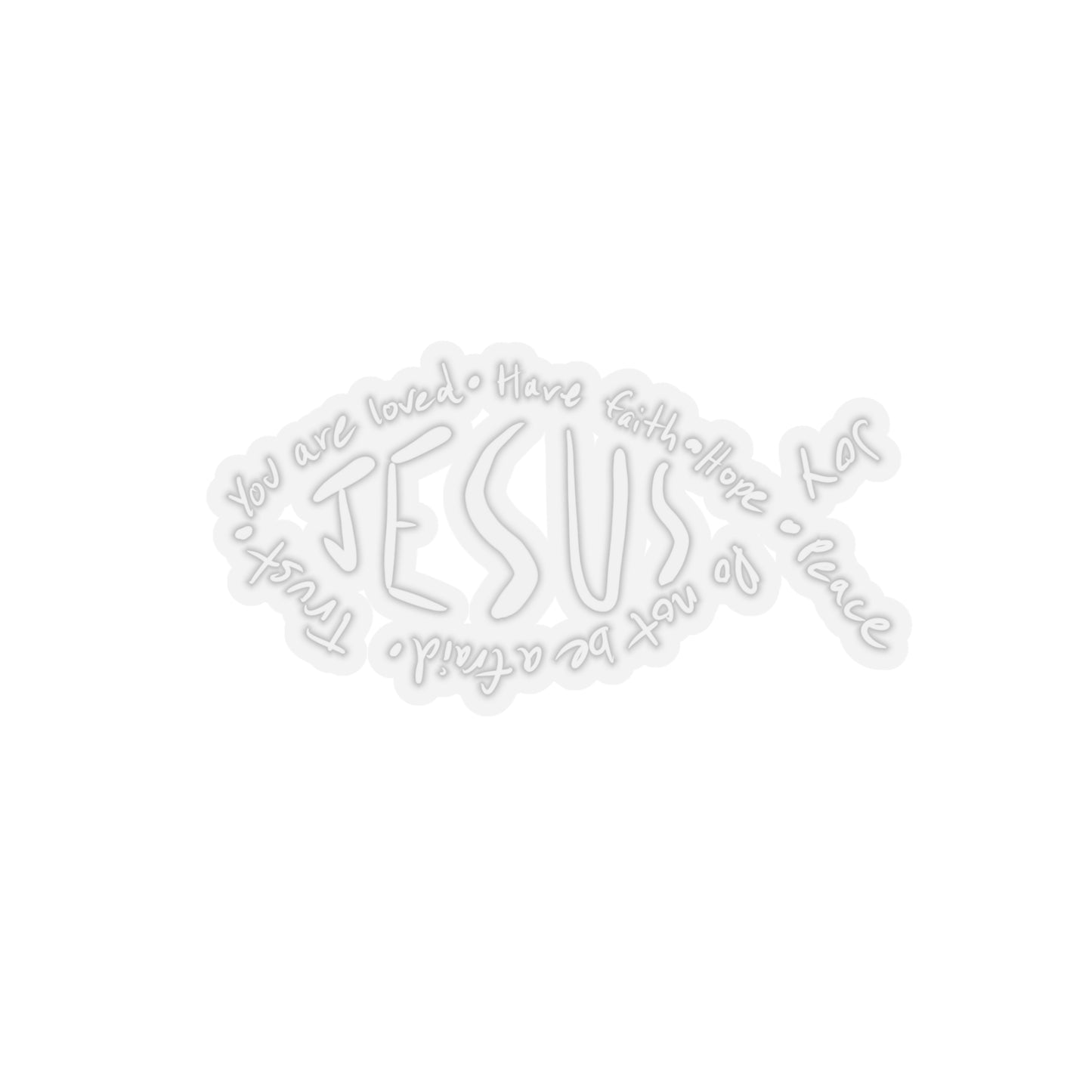 Jesus Fish Sticker - white